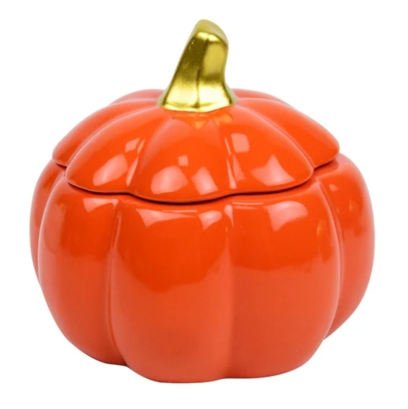 Fall Halloween Glazed Pumpkin Trinket with Lid Home Decor Thanksgiving - Picture 1 of 2